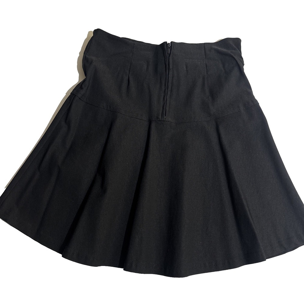 Penny Tail USA Black Flare Mini Skirt High Waisted Back Zip‎ Women's Size Small
